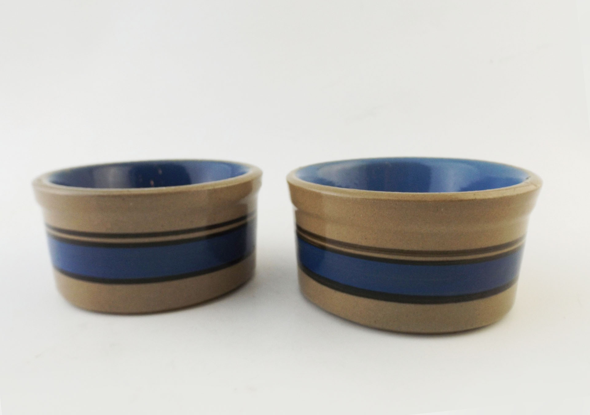 Stoneware Blue-Striped Bowls