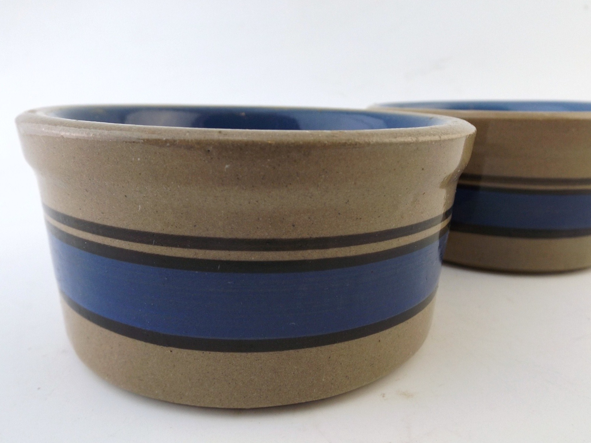 Stoneware Blue-Striped Bowls