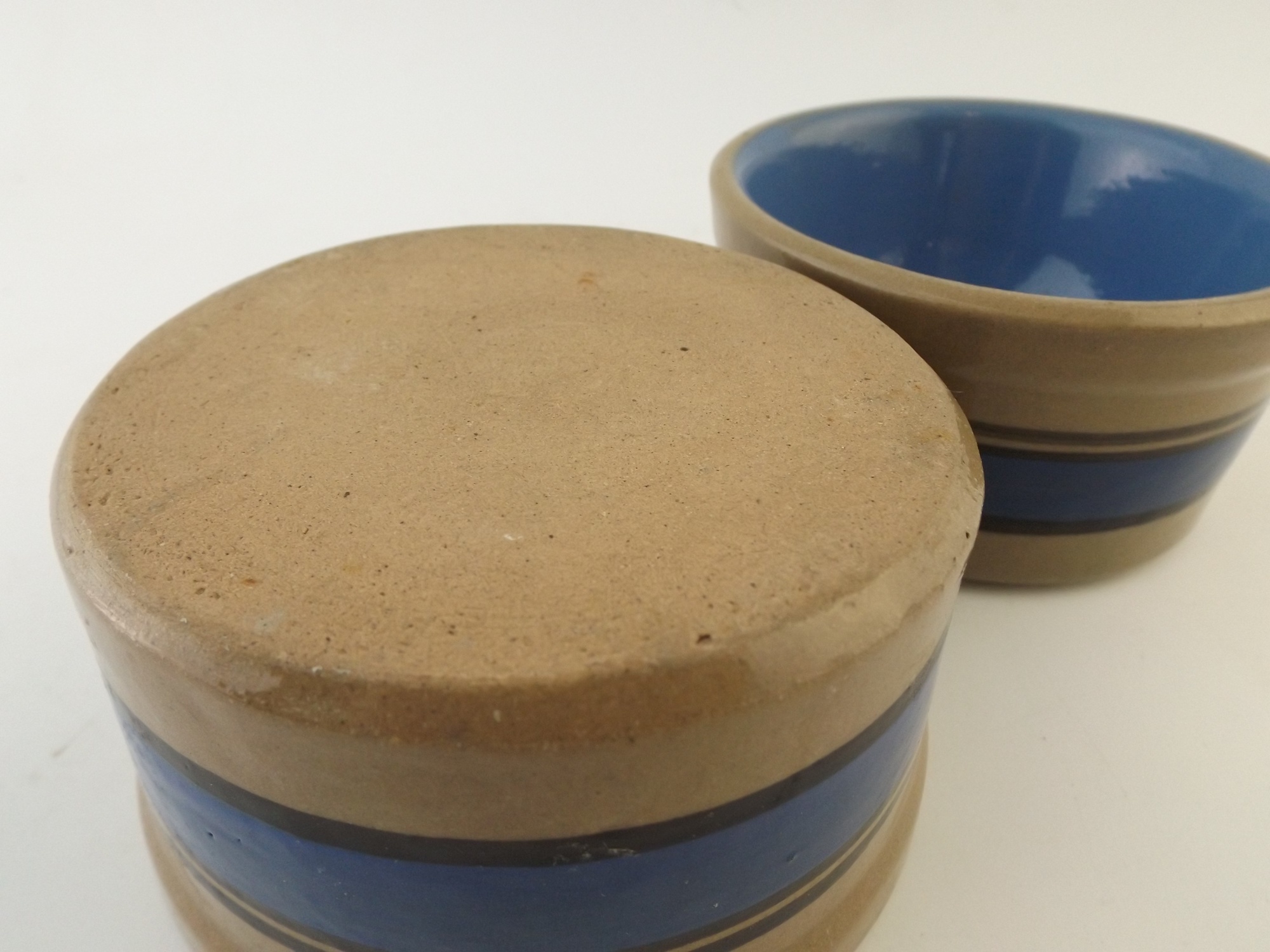 Stoneware Blue-Striped Bowls