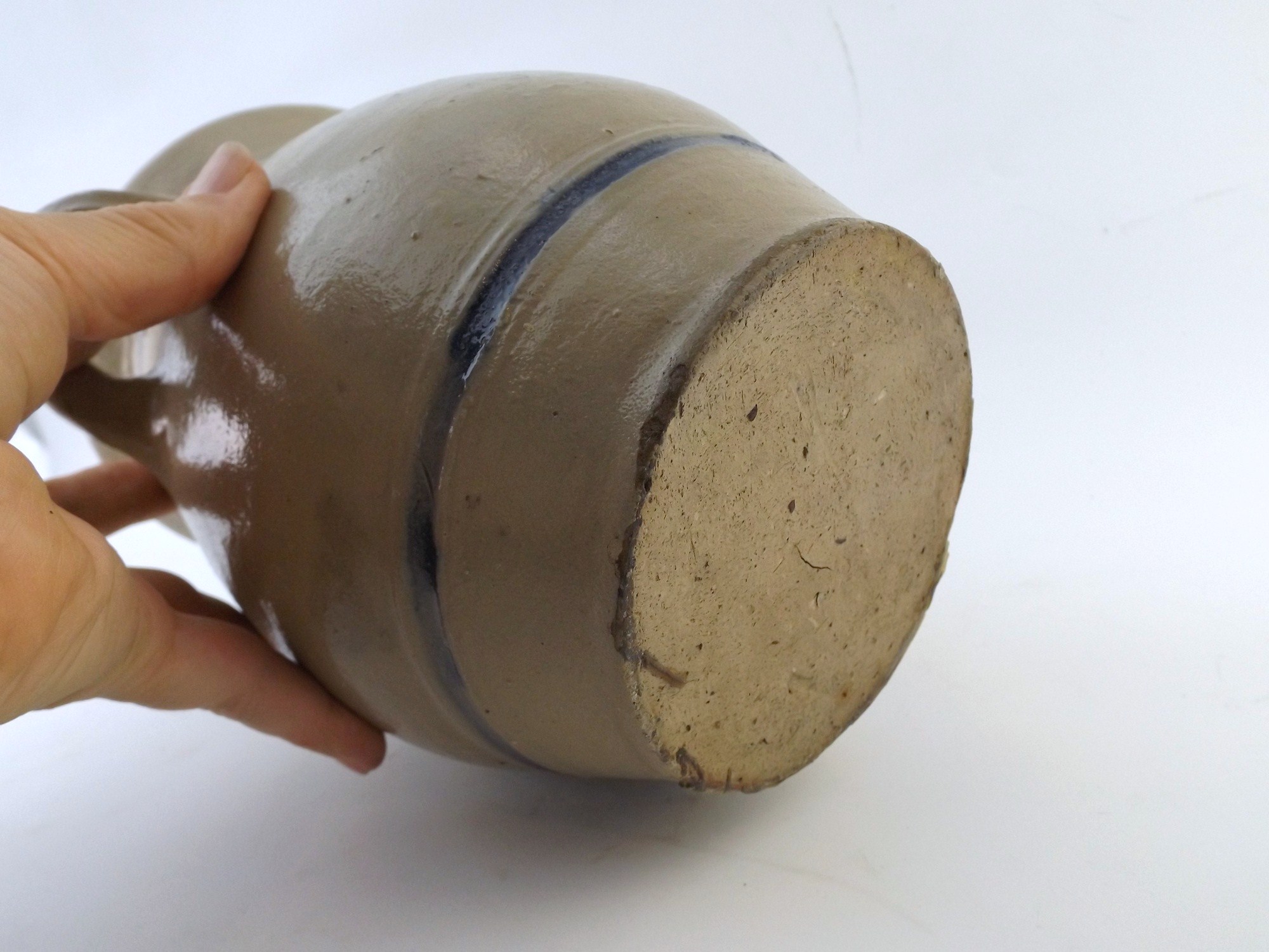 Stoneware Jar with Blue Accents