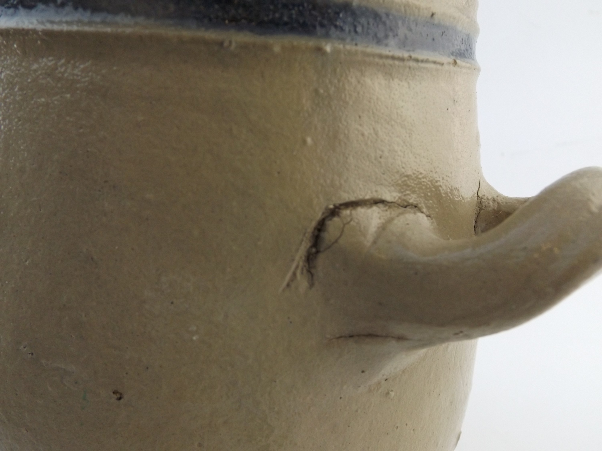 Stoneware Jar with Blue Accents