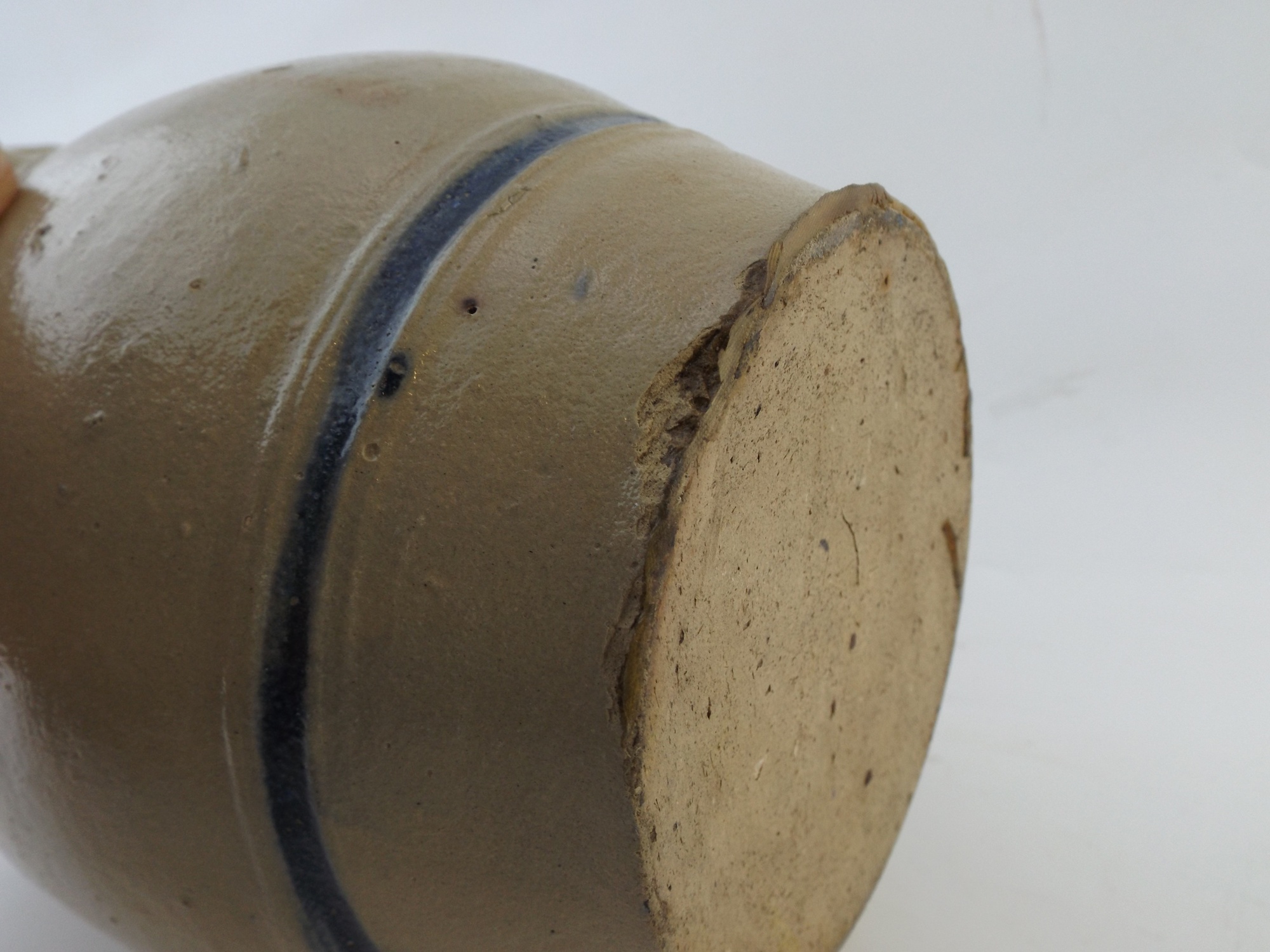 Stoneware Jar with Blue Accents