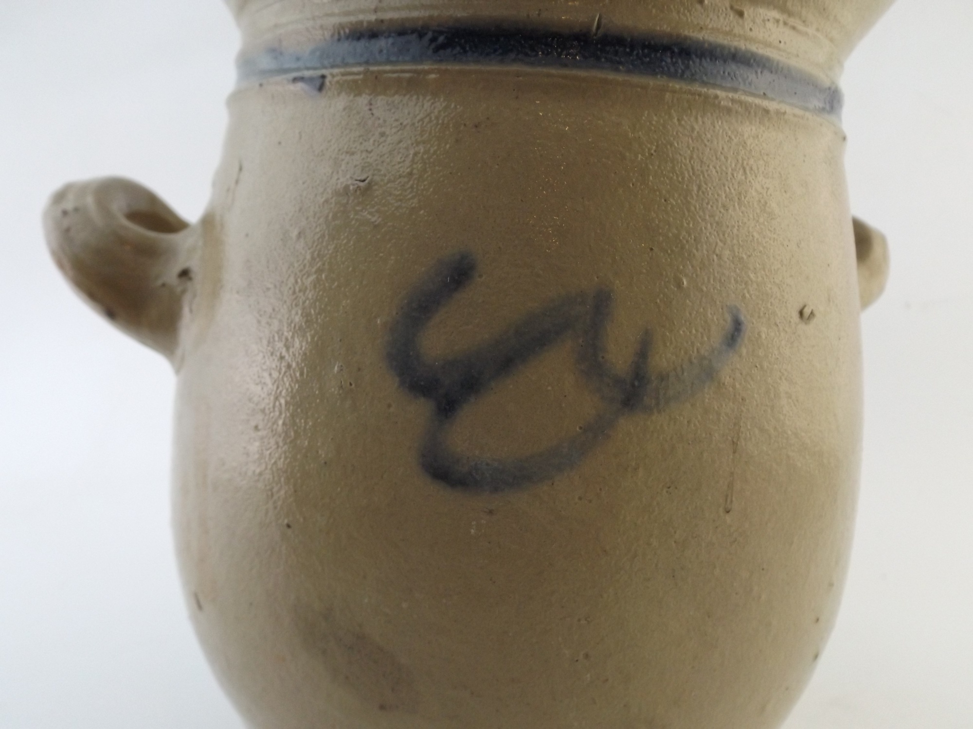 Stoneware Jar with Blue Accents