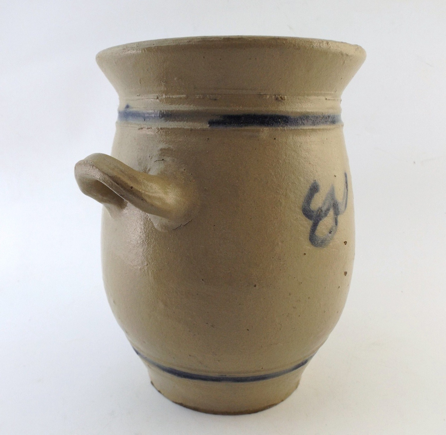 Stoneware Jar with Blue Accents