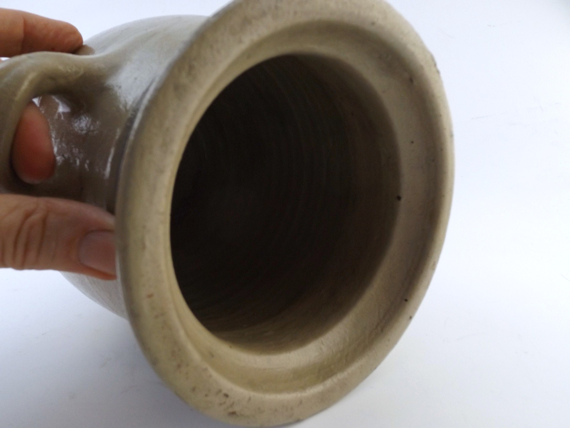 Stoneware Jar with Blue Accents