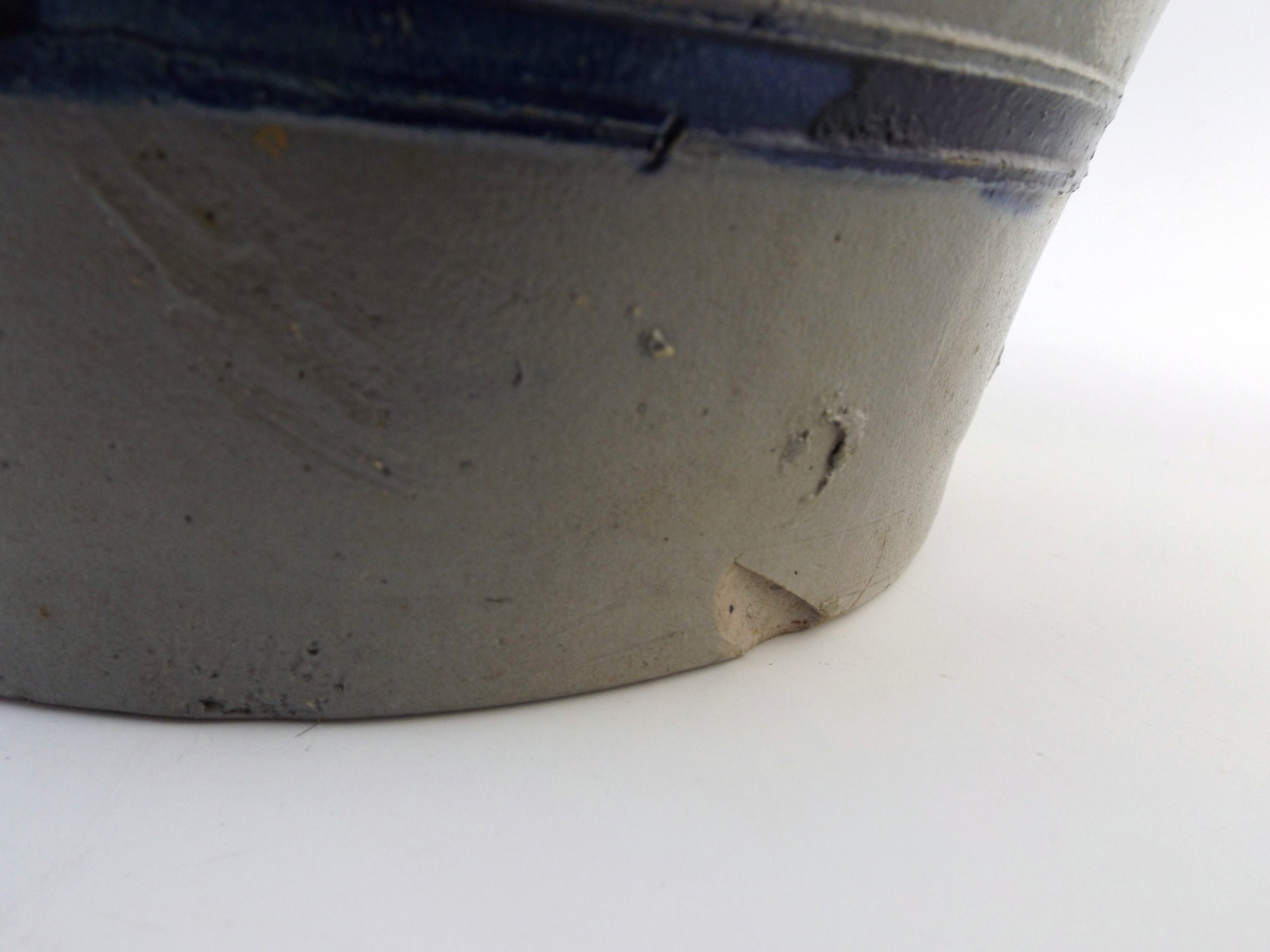 Salt Glazed Stoneware Jar with Blue Designs