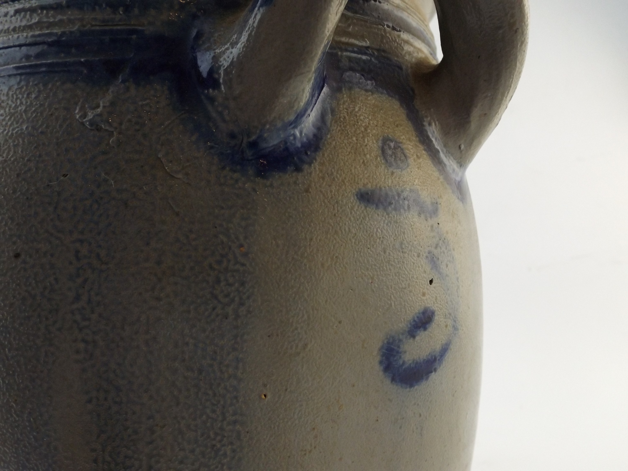 Salt Glazed Stoneware Jar with Blue Designs
