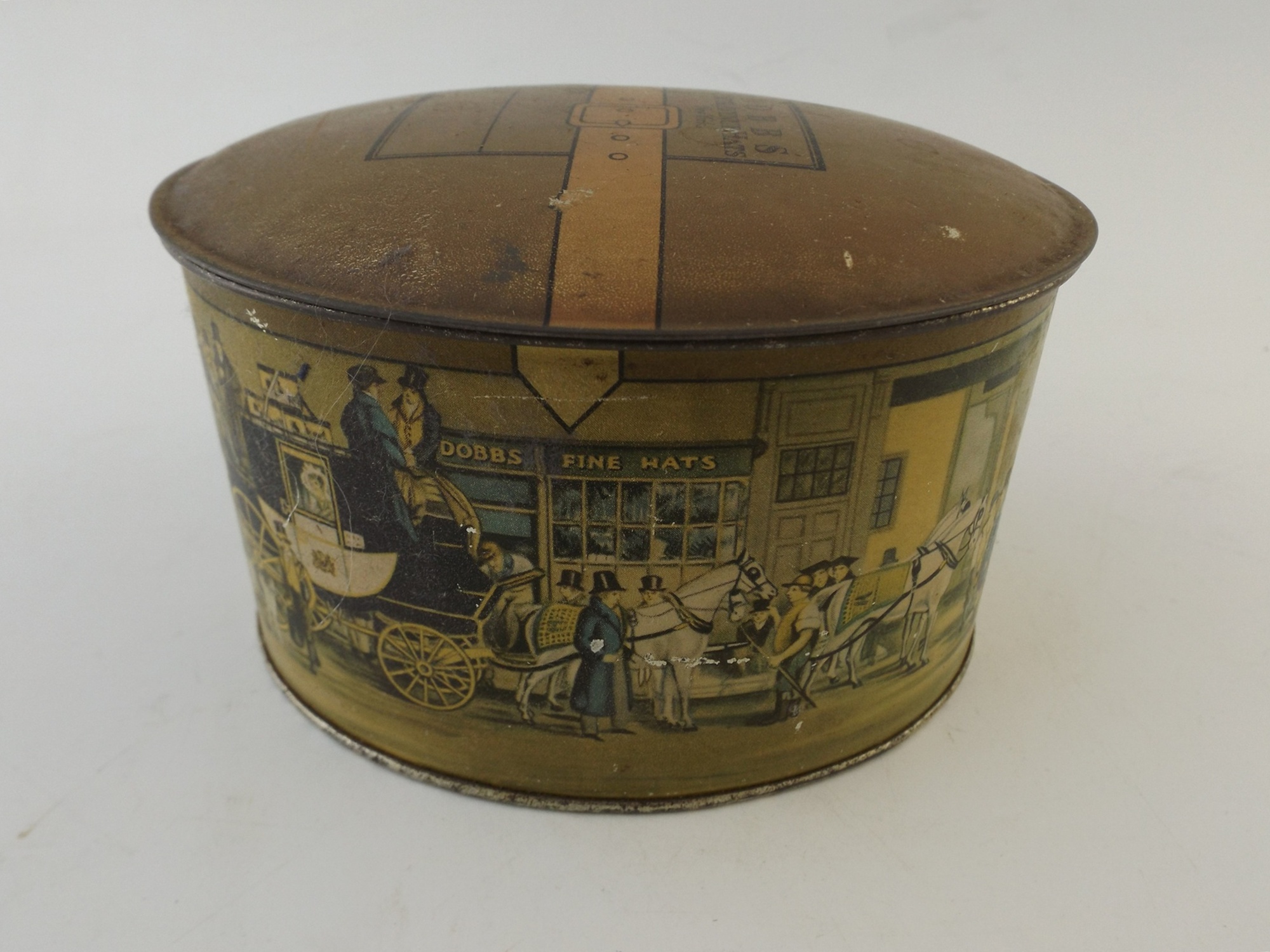Dobbs 5th Avenue Salesman Sample Tin Hat Box with Stetson Hat