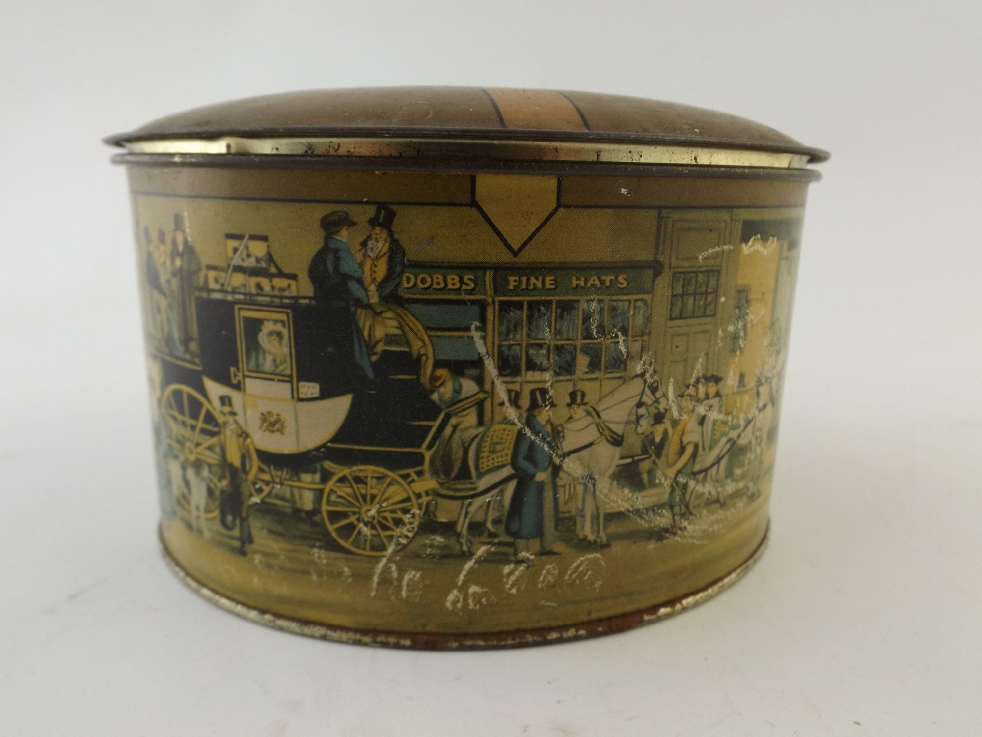 Dobbs 5th Avenue Salesman Sample Tin Hat Box with Stetson Hat