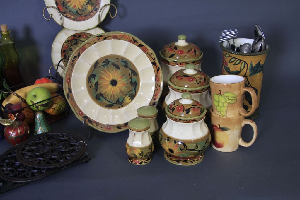 Kitchen Pottery in Fruit and Sunflower Designs