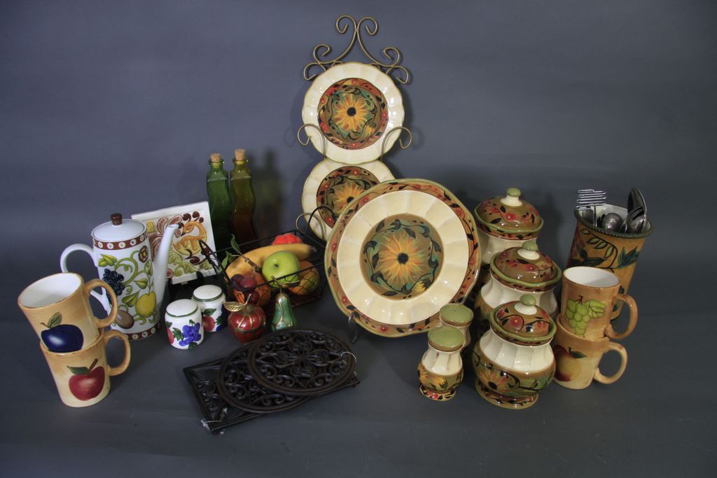 Kitchen Pottery in Fruit and Sunflower Designs