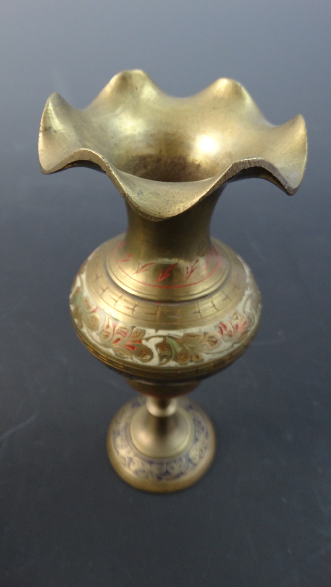 Pair of Brass Indian Ruffle Vases