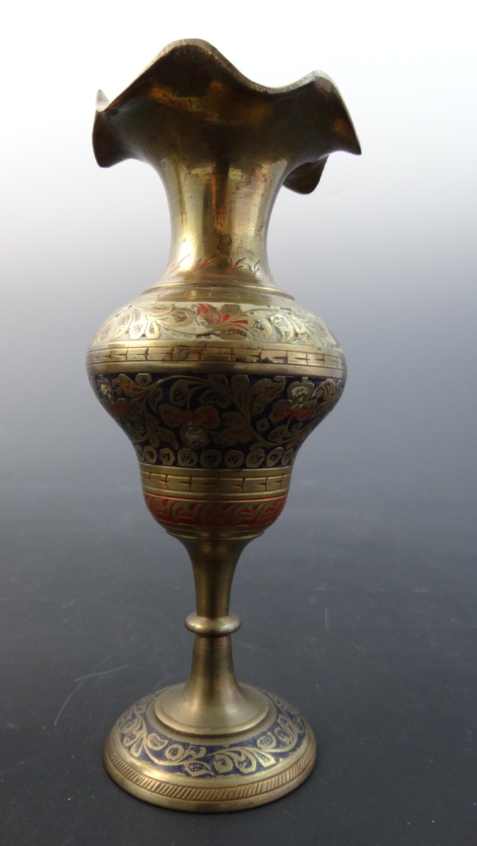 Pair of Brass Indian Ruffle Vases