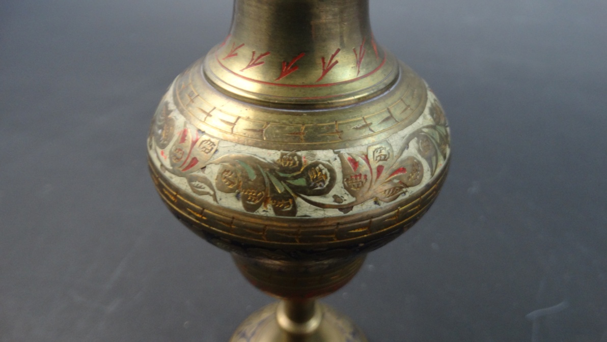 Pair of Brass Indian Ruffle Vases