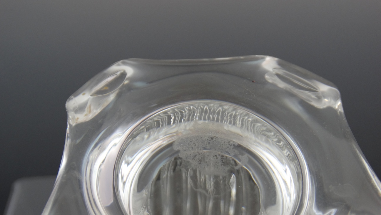 Steuben Crystal "Column of the Owl" with 18k Yellow Gold Owl