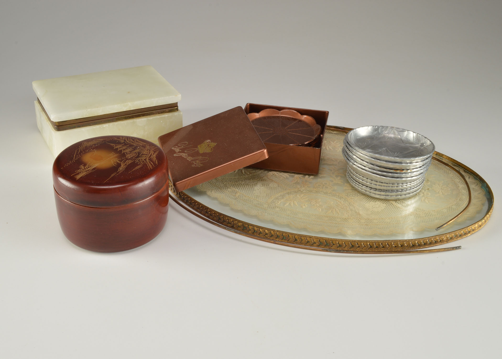 Vintage Vanity Tray, Box and Coaster Sets