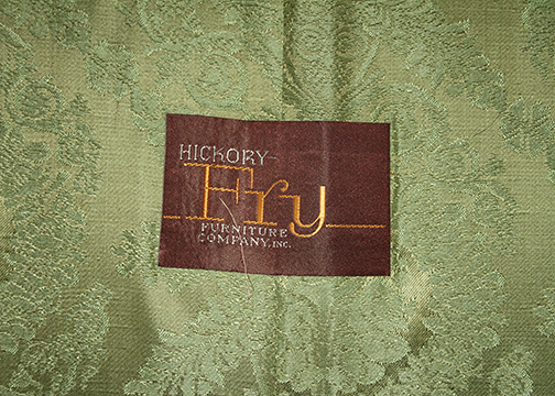 Mid-Century Hickory Fry Curved Green Tufted Couch