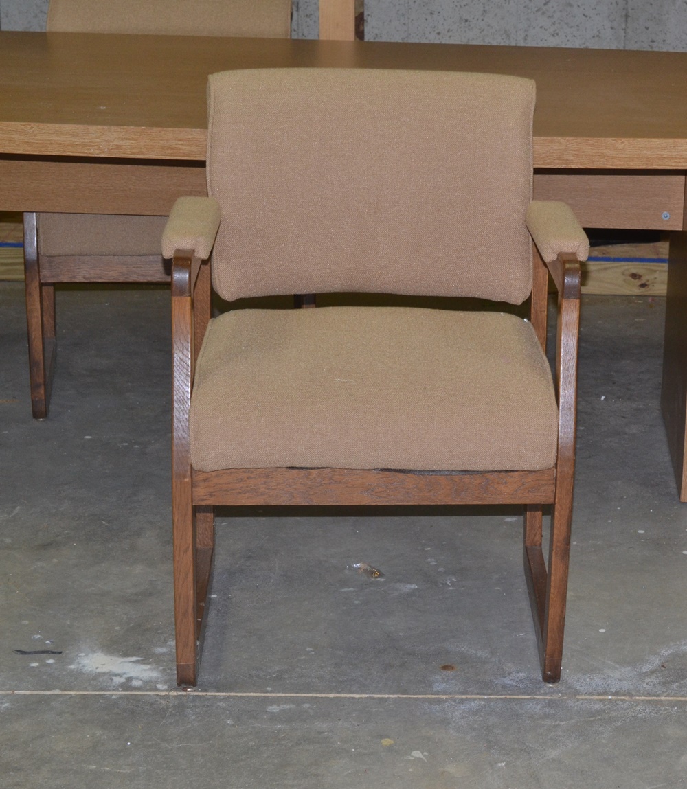 Contemporary Style Oak Finish Conference Table & Four Chairs