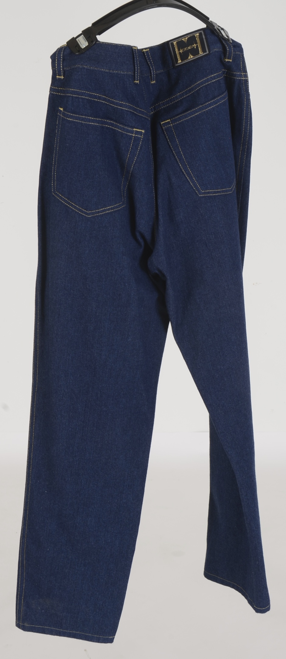 Escada Suit in Denim Blue with Metallic Embroidered Elephants