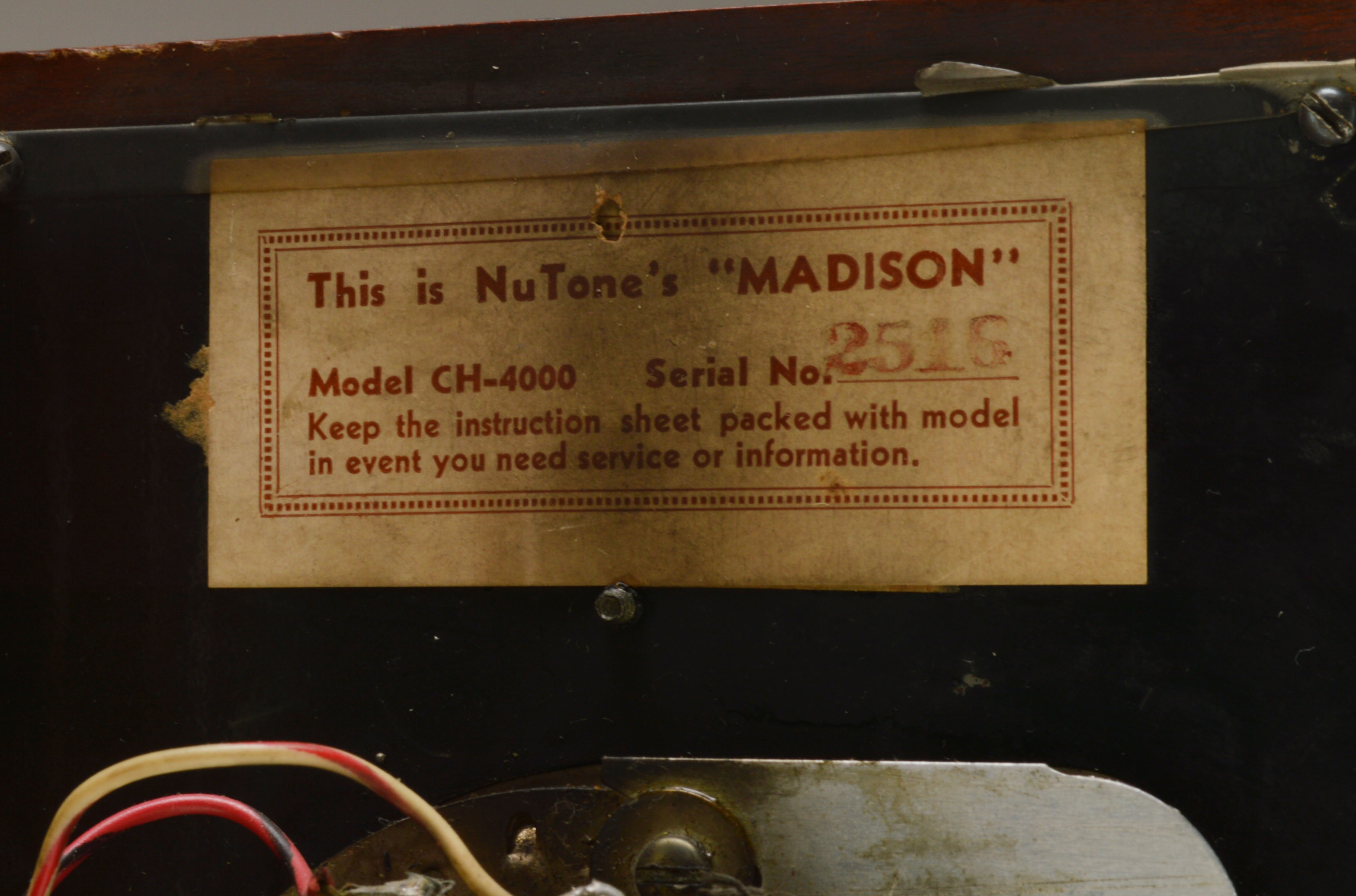 Vintage Nutone "Madison" Mantel Clock