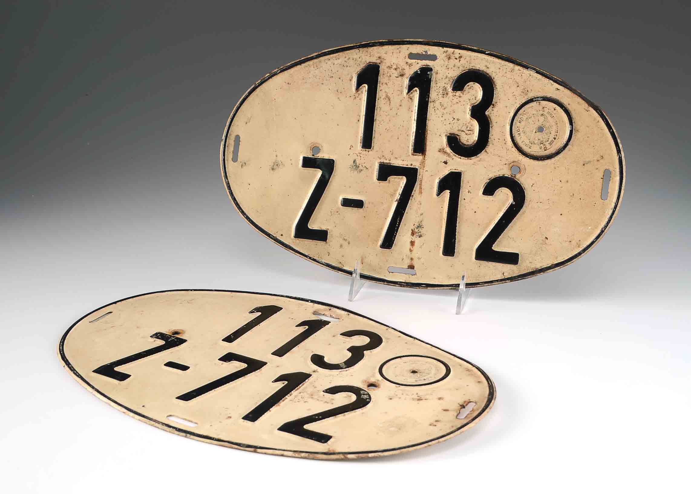 A Pair of Vintage German Oval License Plates 