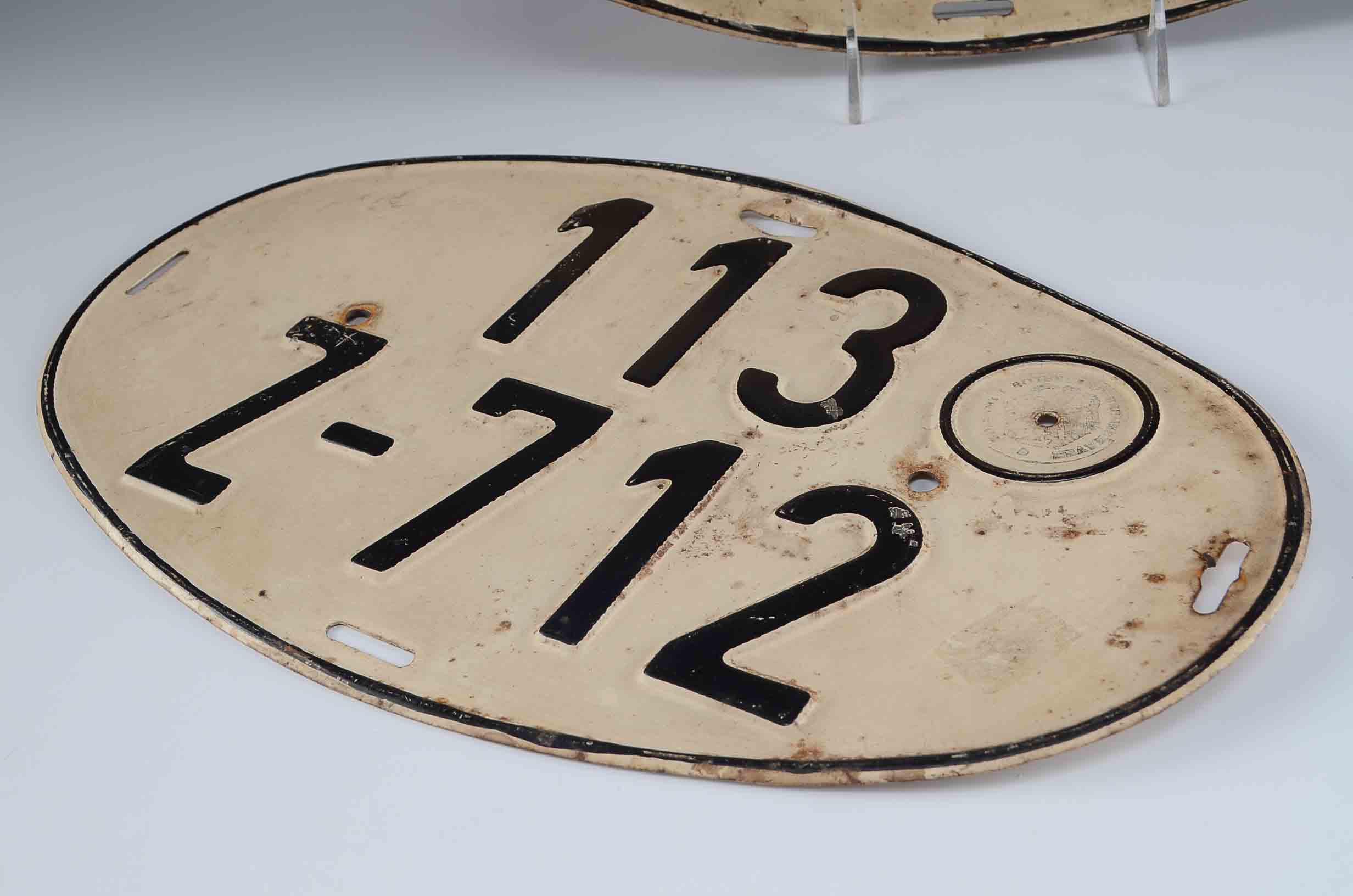 A Pair of Vintage German Oval License Plates 