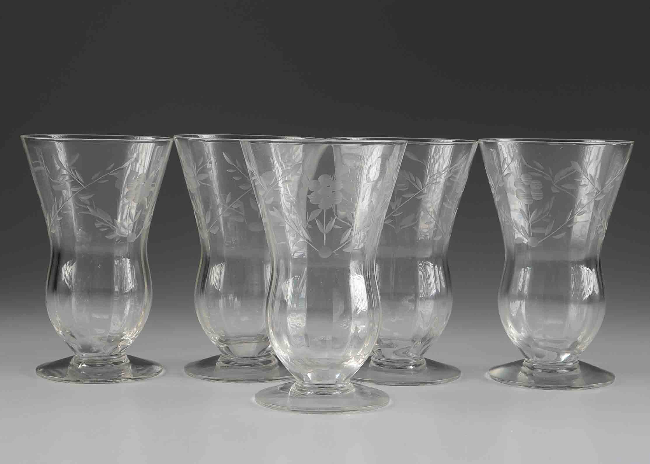  A Vintage Cut Glass Pitcher and Glass Set