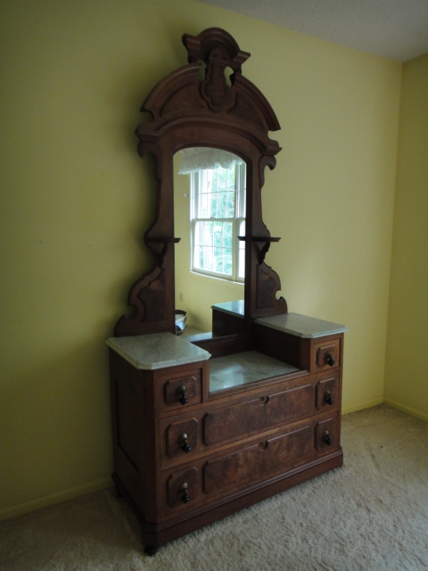 Antique Victorian Marble Top Renaissance Revival Dresser
