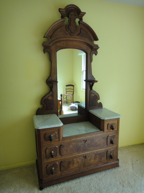 Antique Victorian Marble Top Renaissance Revival Dresser
