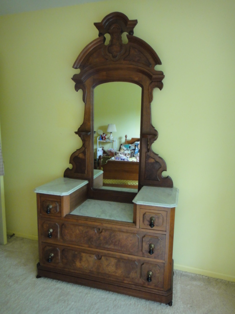 Antique Victorian Marble Top Renaissance Revival Dresser