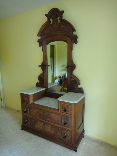 Antique Victorian Marble Top Renaissance Revival Dresser
