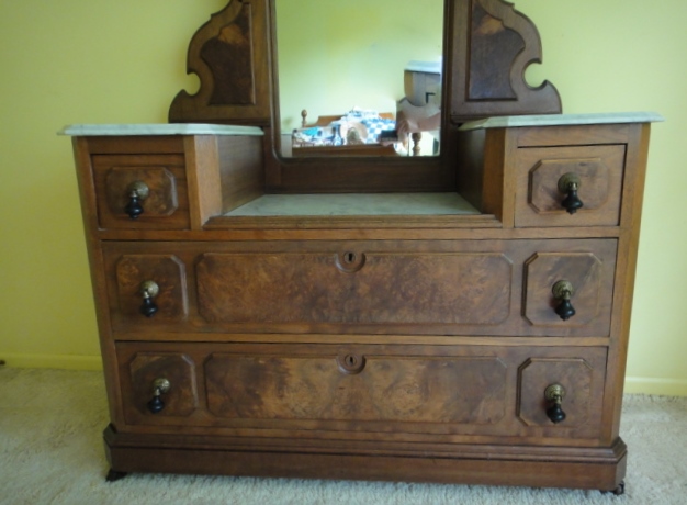 Antique Victorian Marble Top Renaissance Revival Dresser