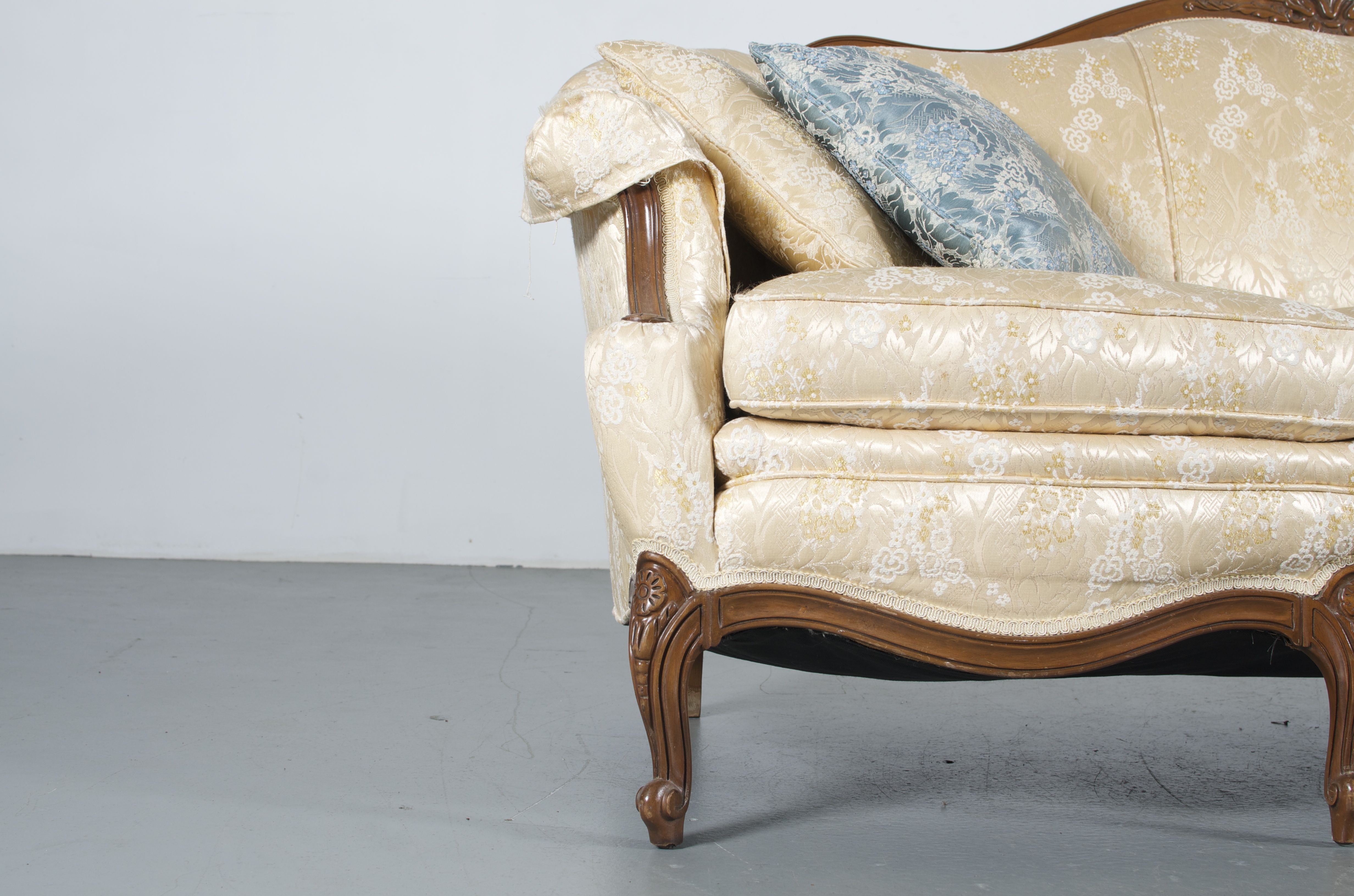 French Provincial Pale Yellow Sofa