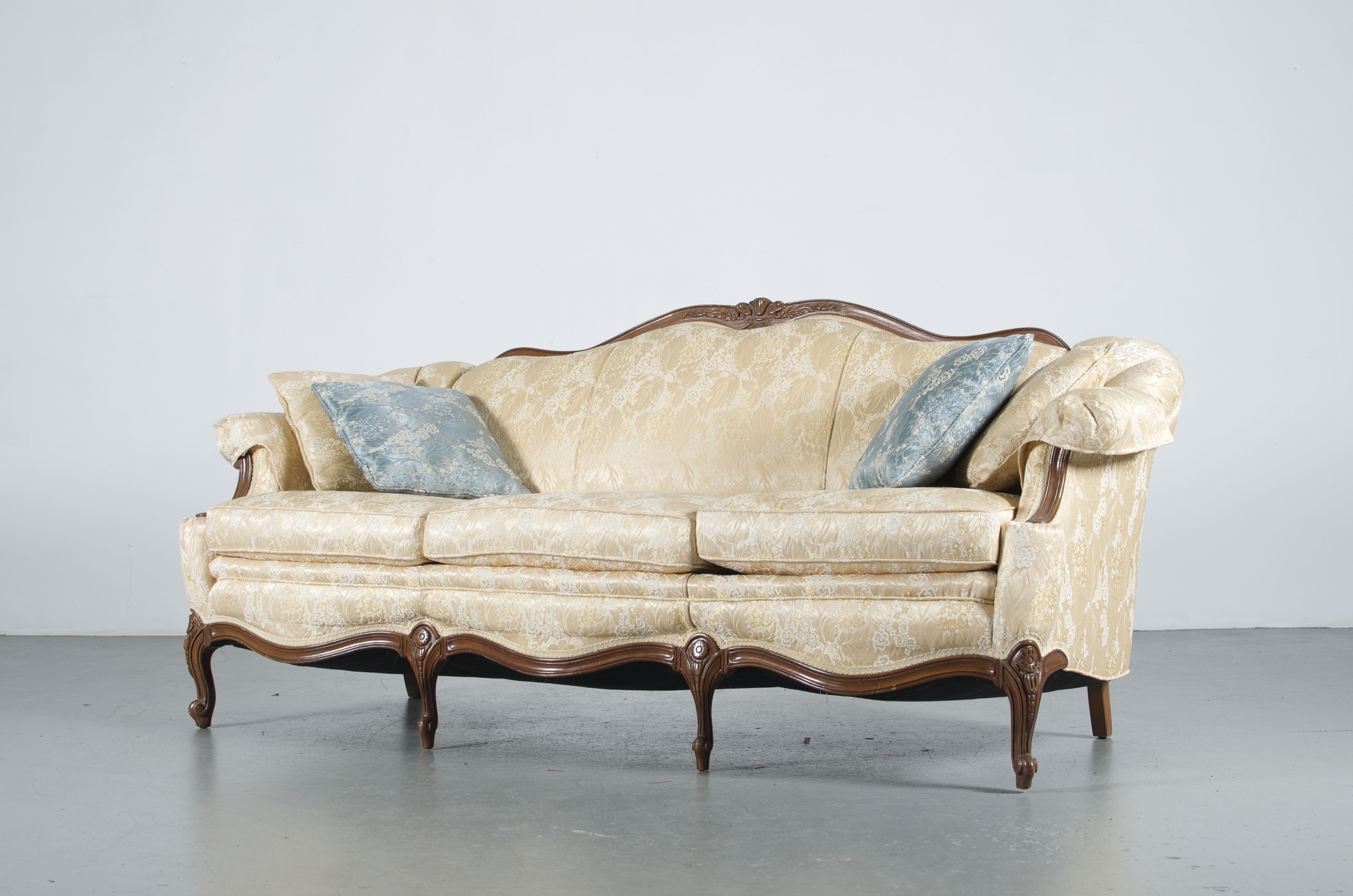 French Provincial Pale Yellow Sofa