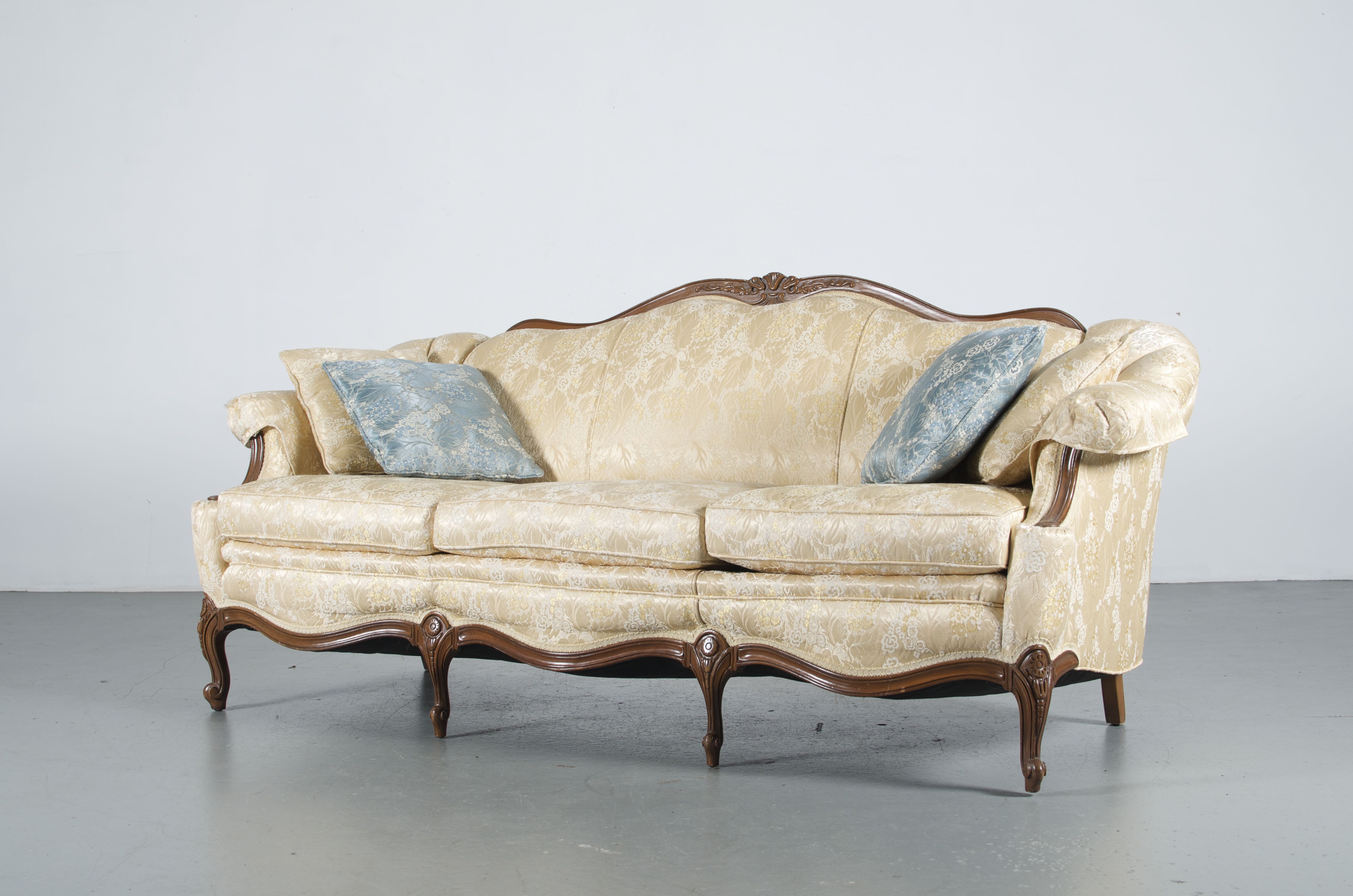 French Provincial Pale Yellow Sofa