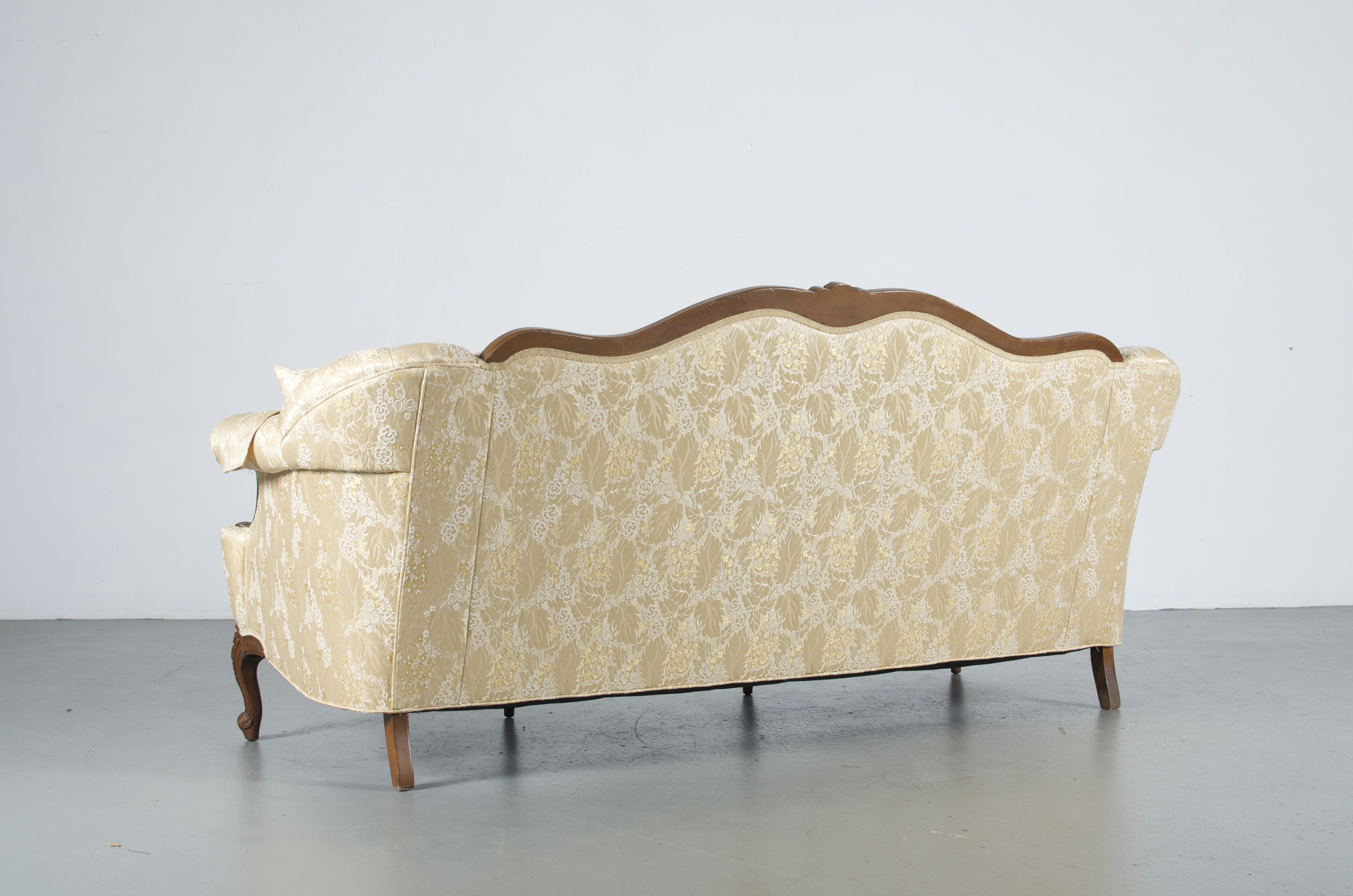 French Provincial Pale Yellow Sofa