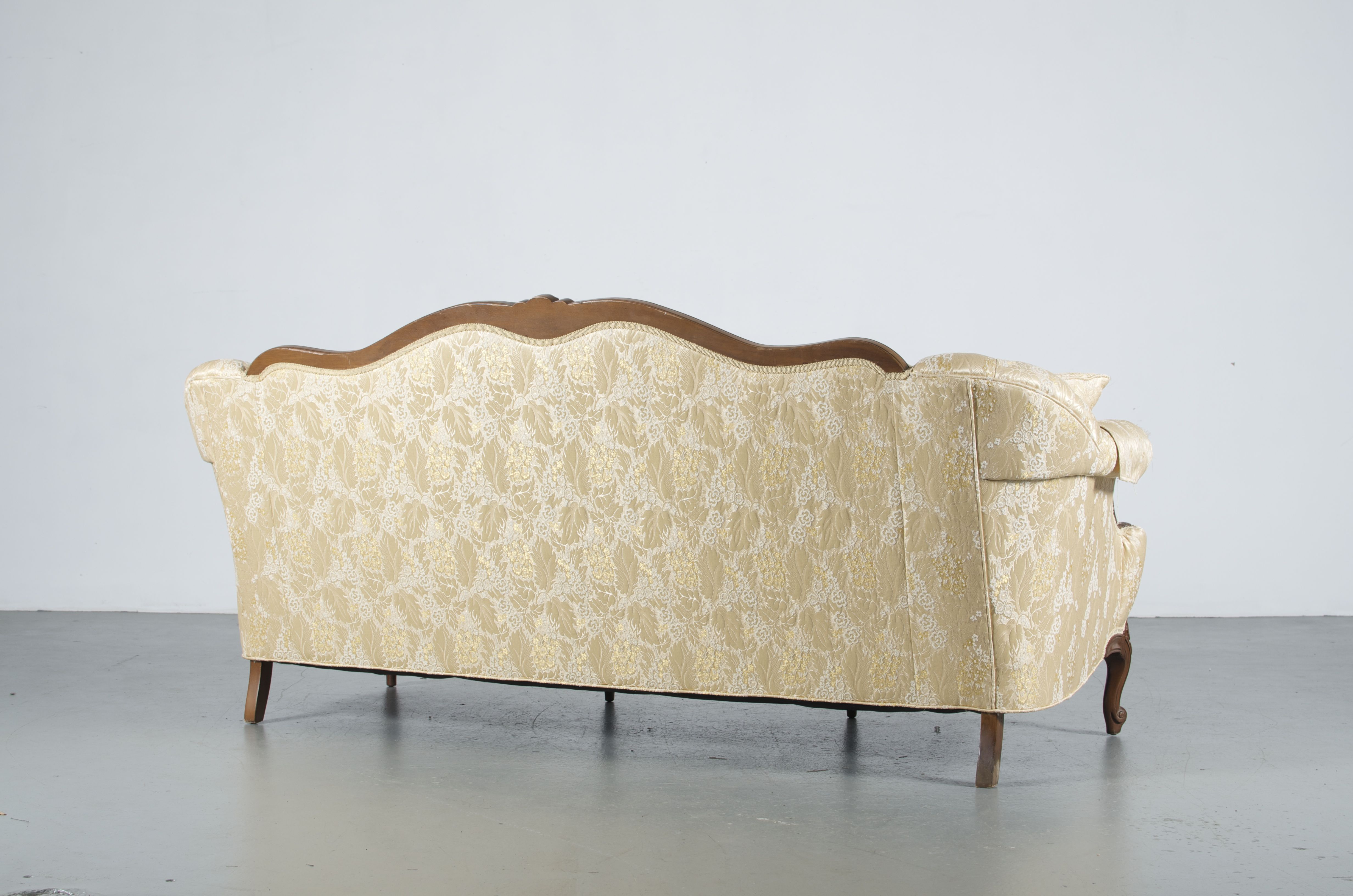 French Provincial Pale Yellow Sofa