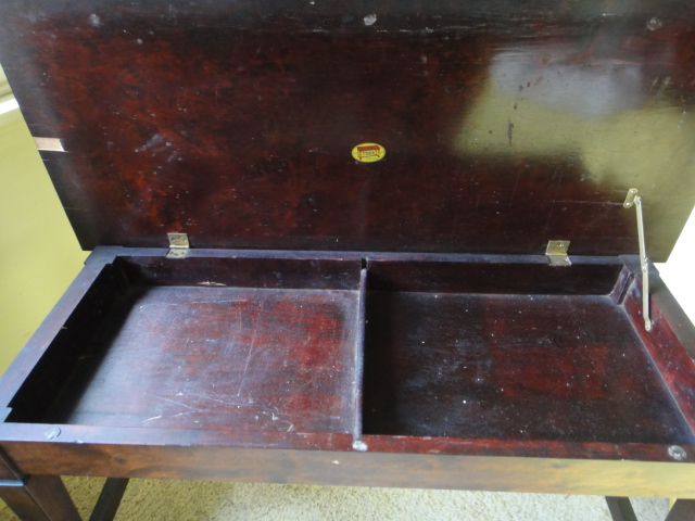 19th Century Wood Veneer Tonk Piano Bench