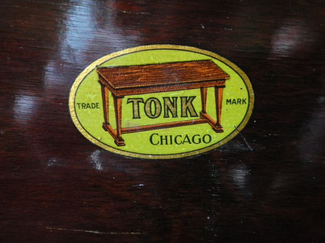 19th Century Wood Veneer Tonk Piano Bench