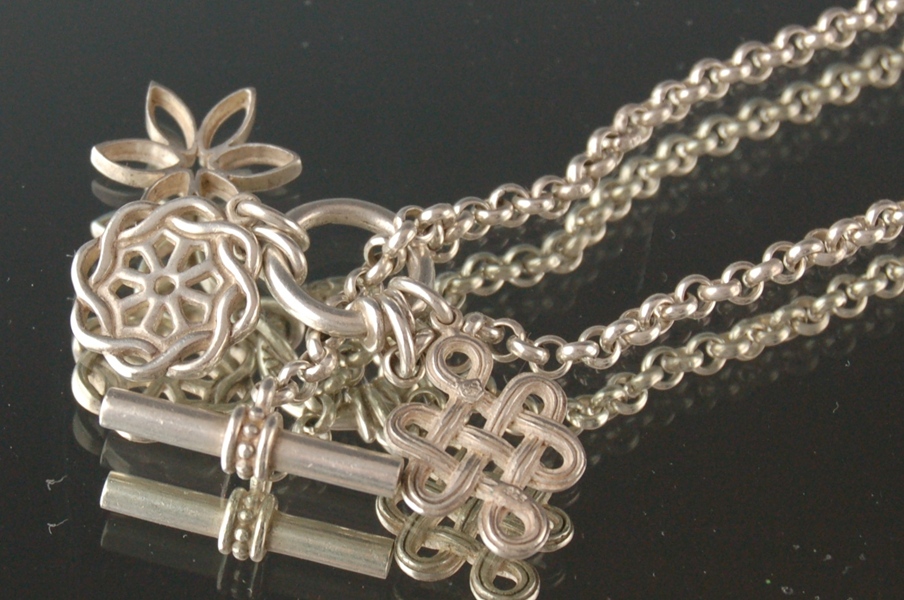 Slane Sterling Chain and Three Charms