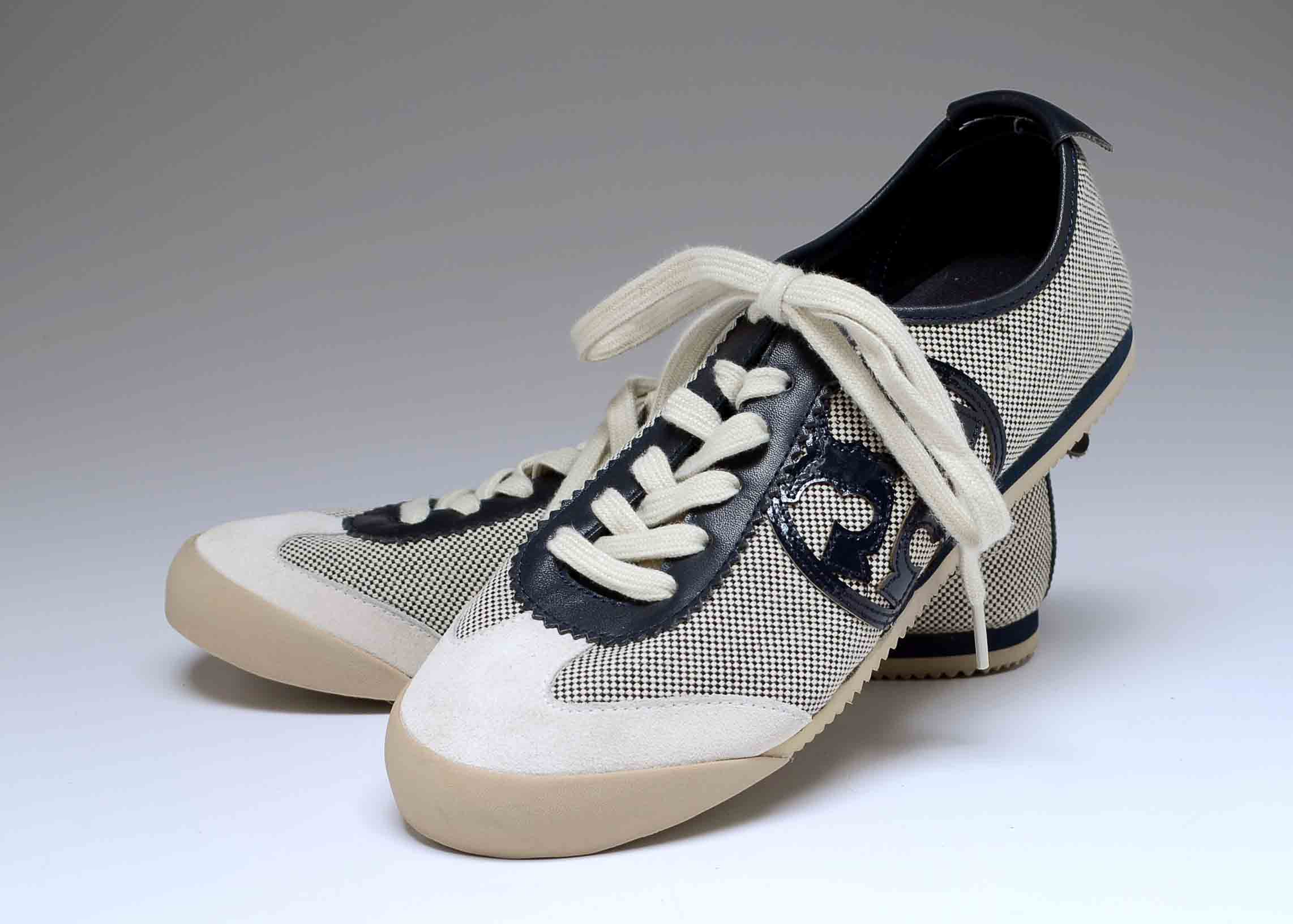 Pair of Tory Burch Suede and Leather Sporty Lace Up Shoes