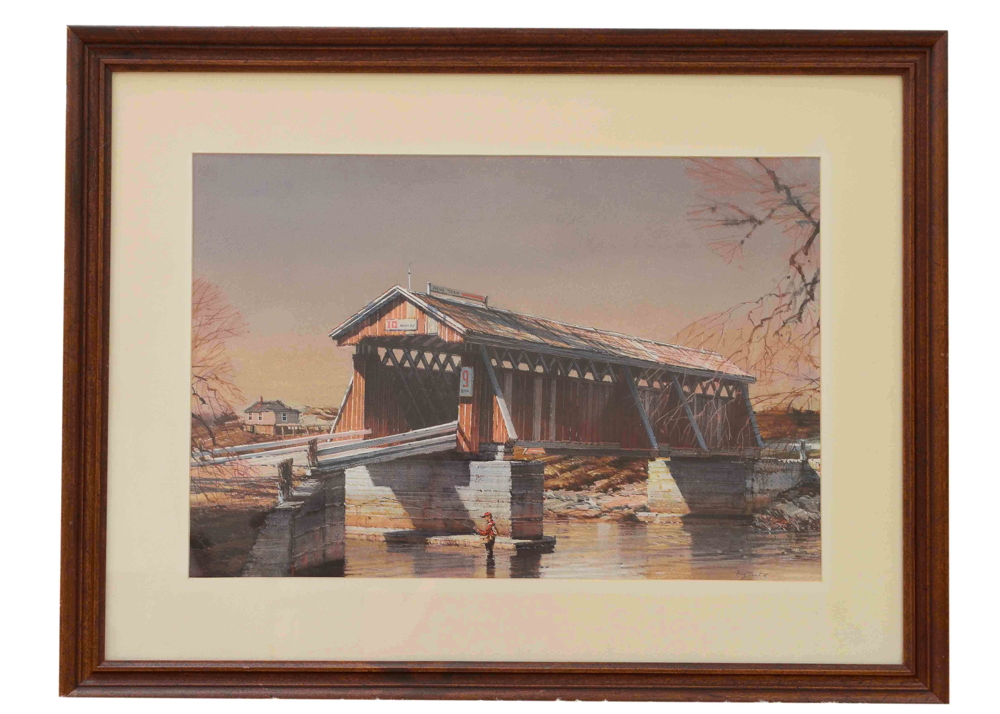 Herbert Gute "Bridge Restored" Watercolor 