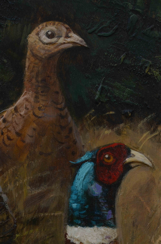 Robert Abbett Oil on Masonite of Pheasants