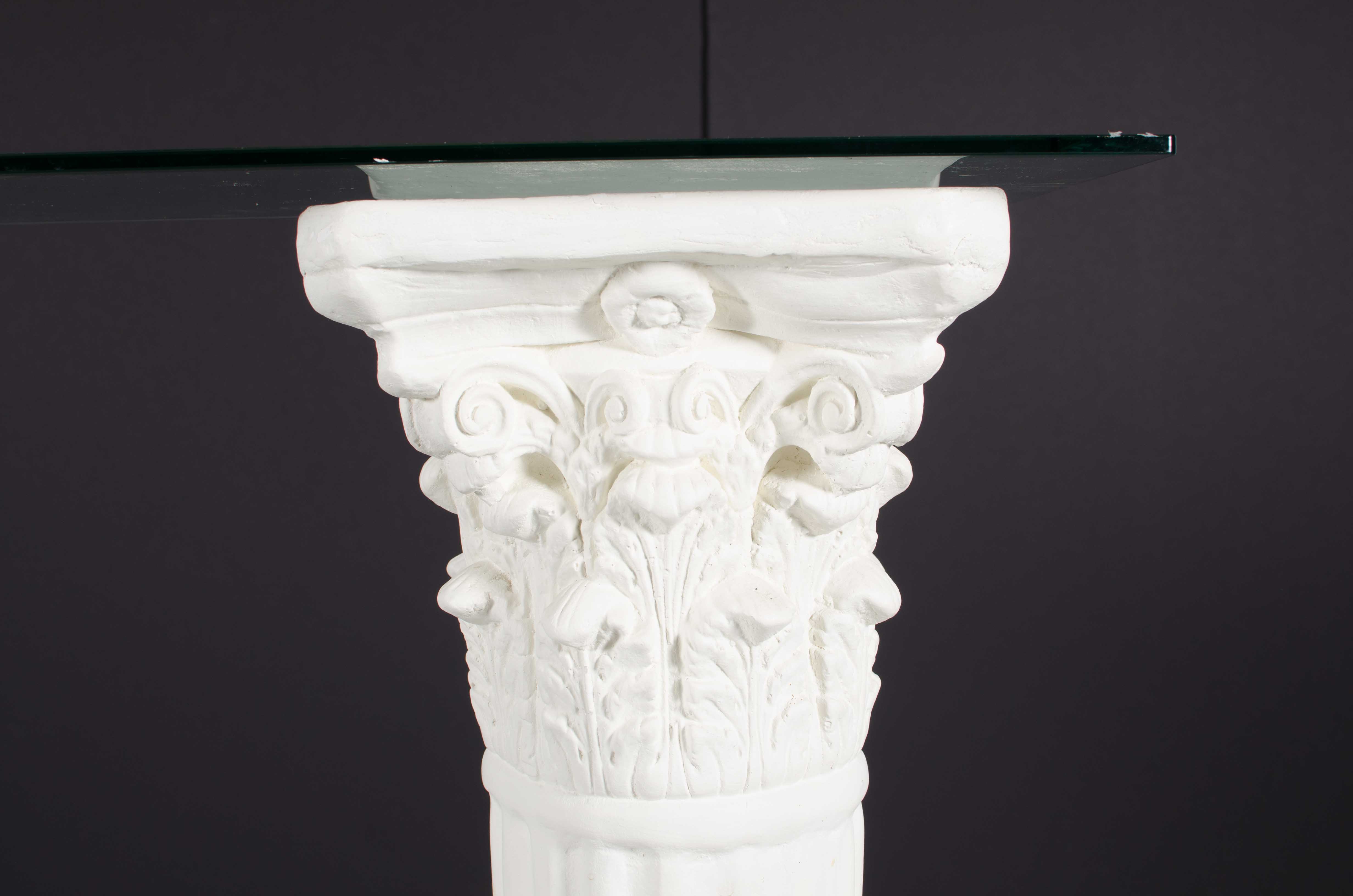 Corinthian Column Glass Top Entry Table EBTH