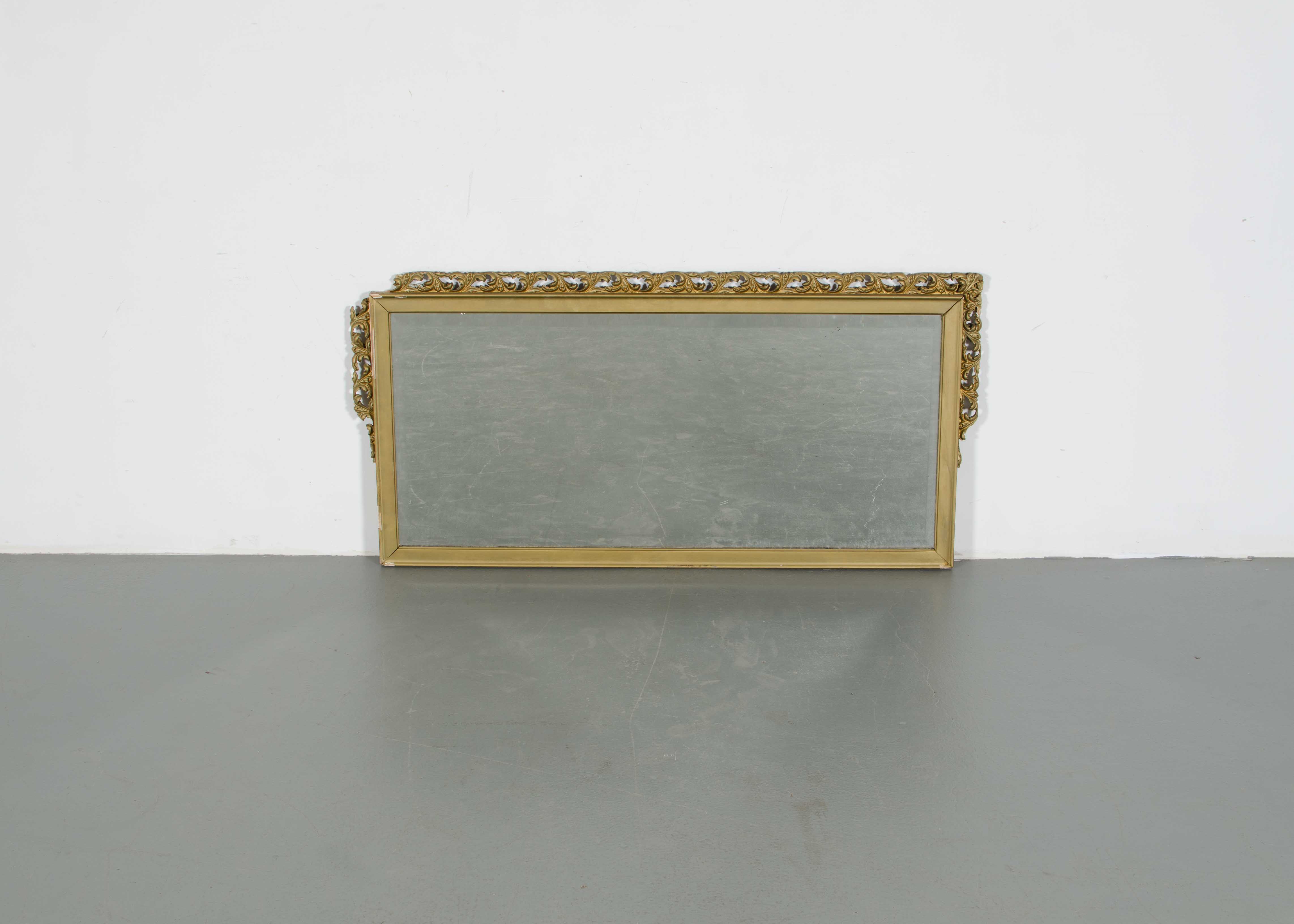 Vintage Beveled Hall Mirror with Gilded Wood Frame