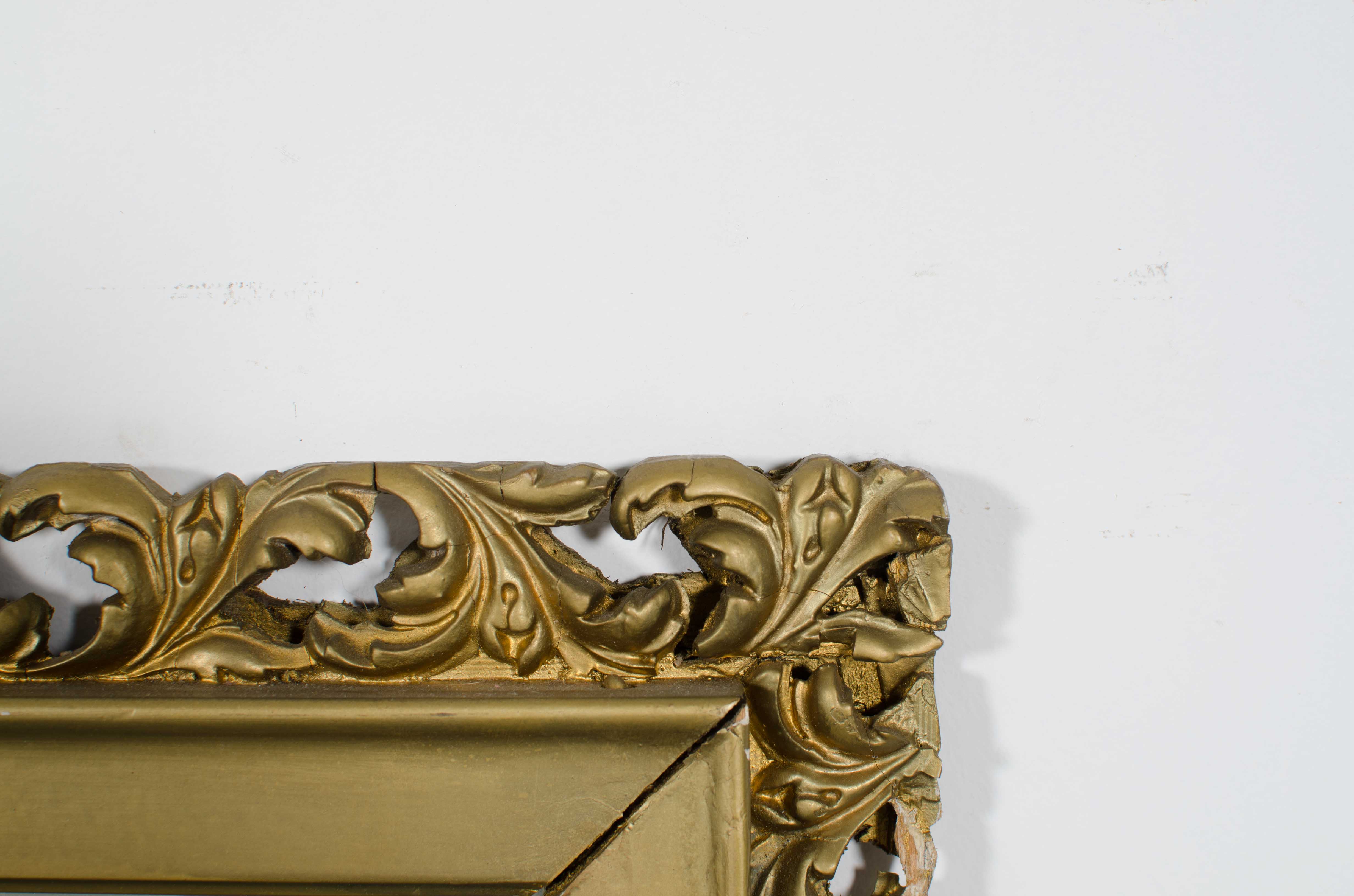 Vintage Beveled Hall Mirror with Gilded Wood Frame