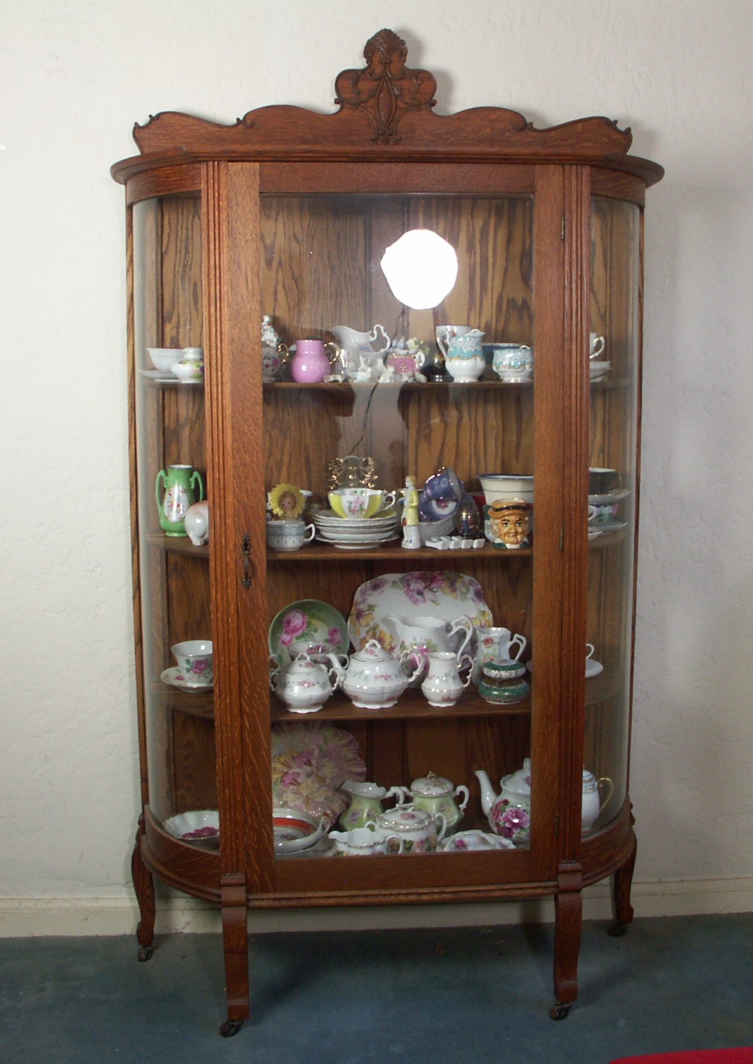 Antique Victorian Oak Curio Cabinet