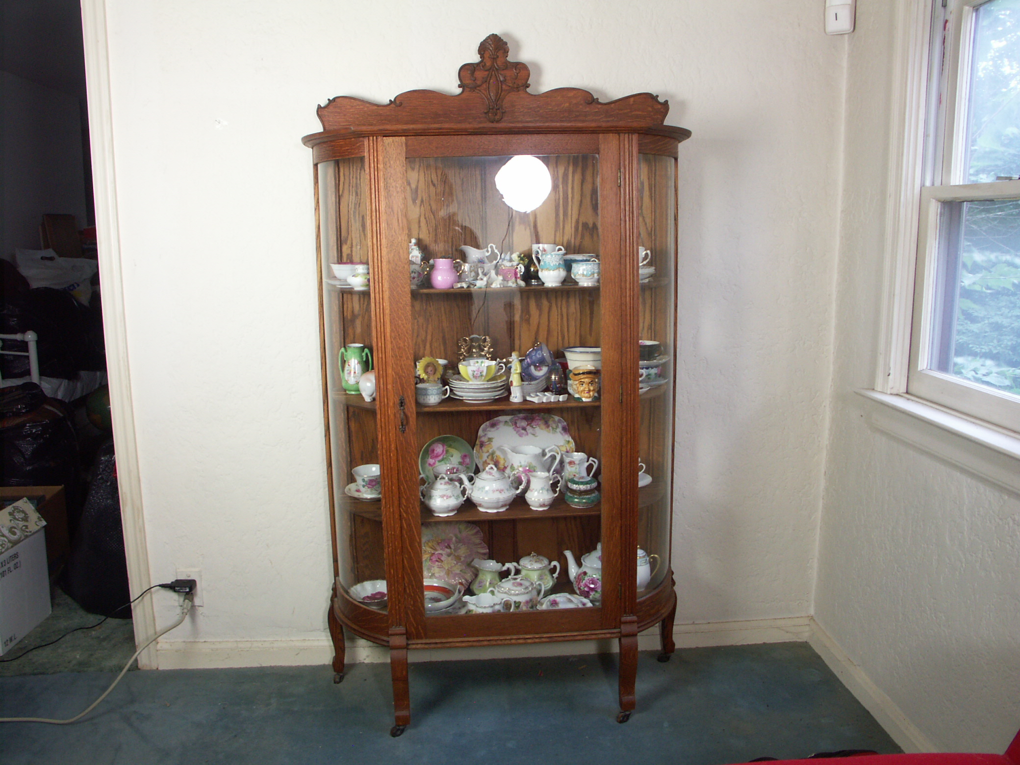 Antique Victorian Oak Curio Cabinet