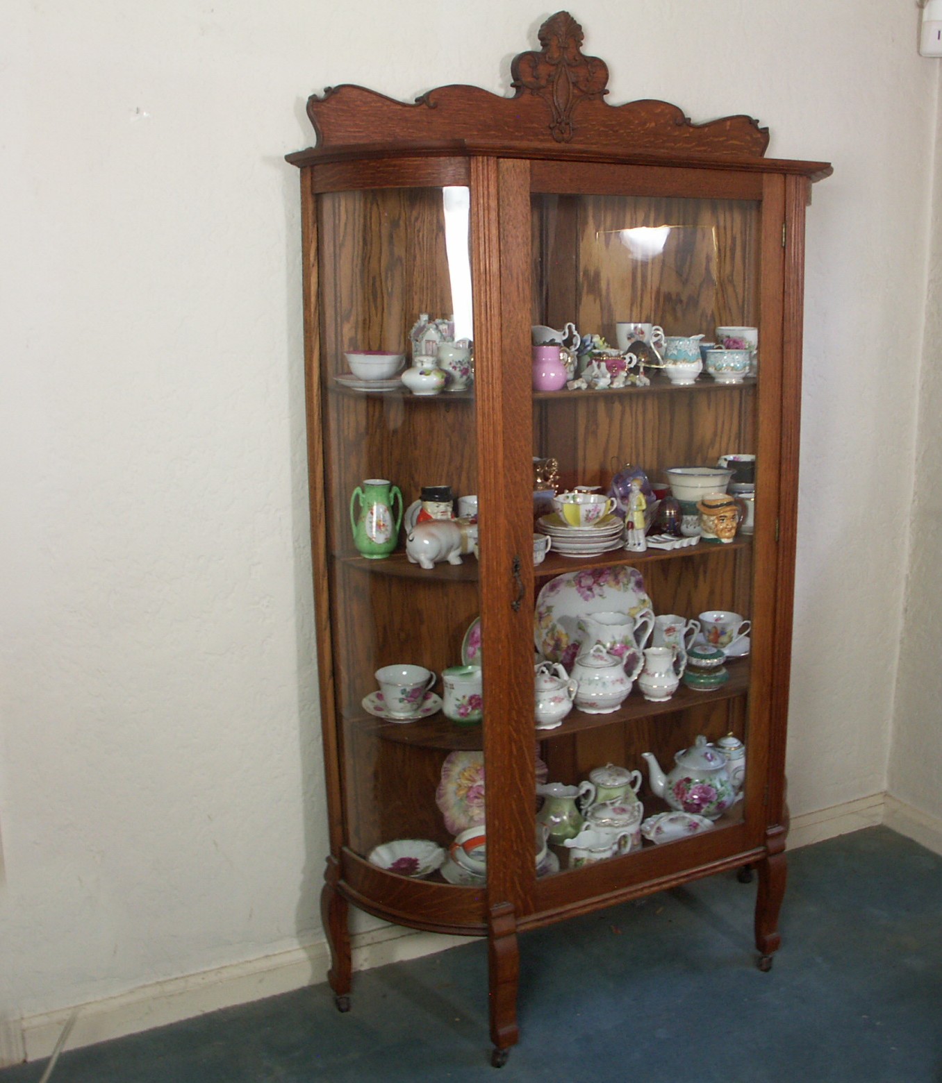 Antique Victorian Oak Curio Cabinet