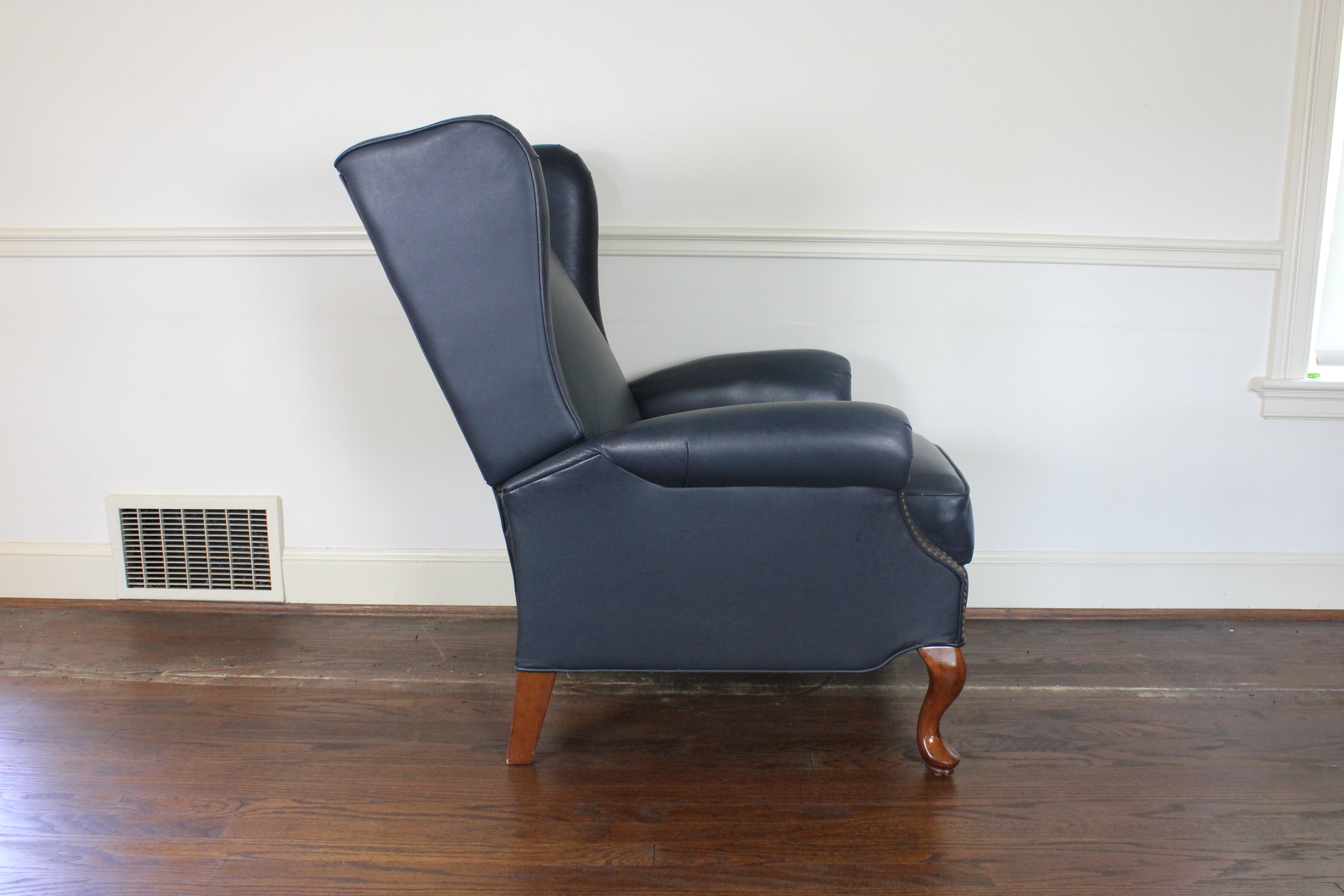 Queen Anne Style Wingback Leather Reclining Chair